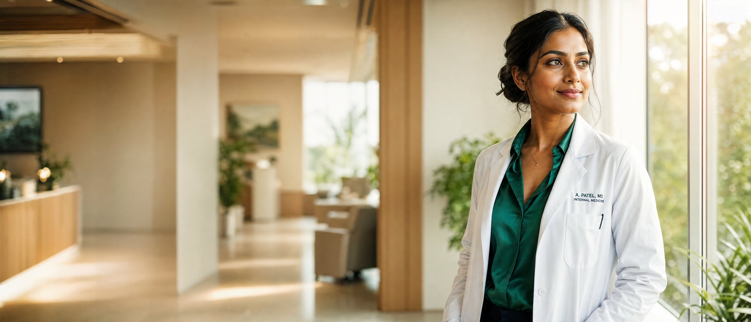 An Avicenna Care clinician in a sunlit modern clinic